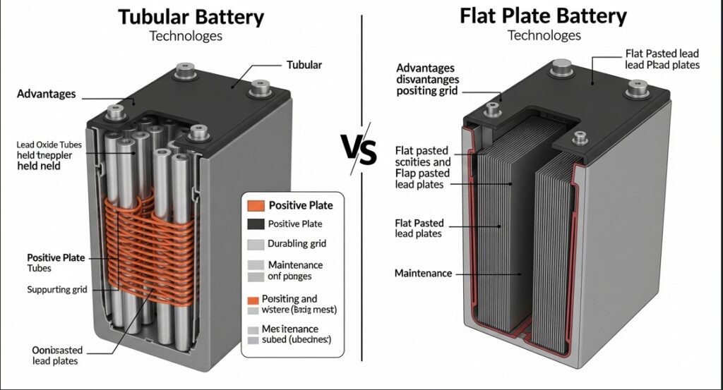 ट्यूब्युलर बनाम फ्लैट प्लेट बैटरी – कौन सी है आपके घर के लिए बेहतर और क्यों?