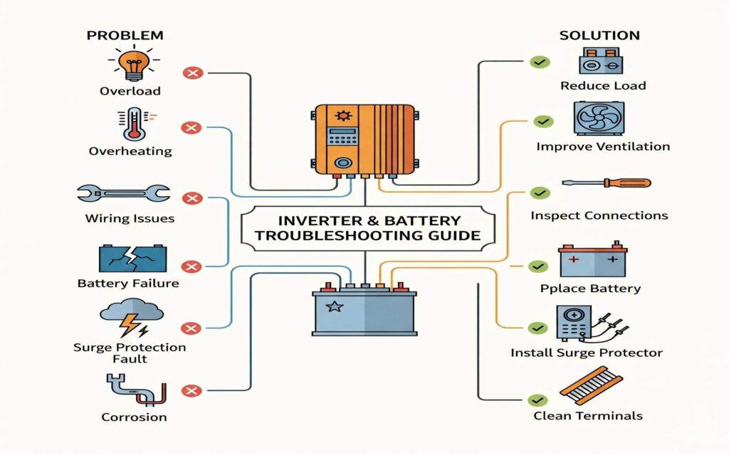 इन्वर्टर बैटरी खराबी समाधान